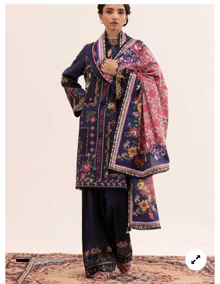 Navy Blue and floral lawn
