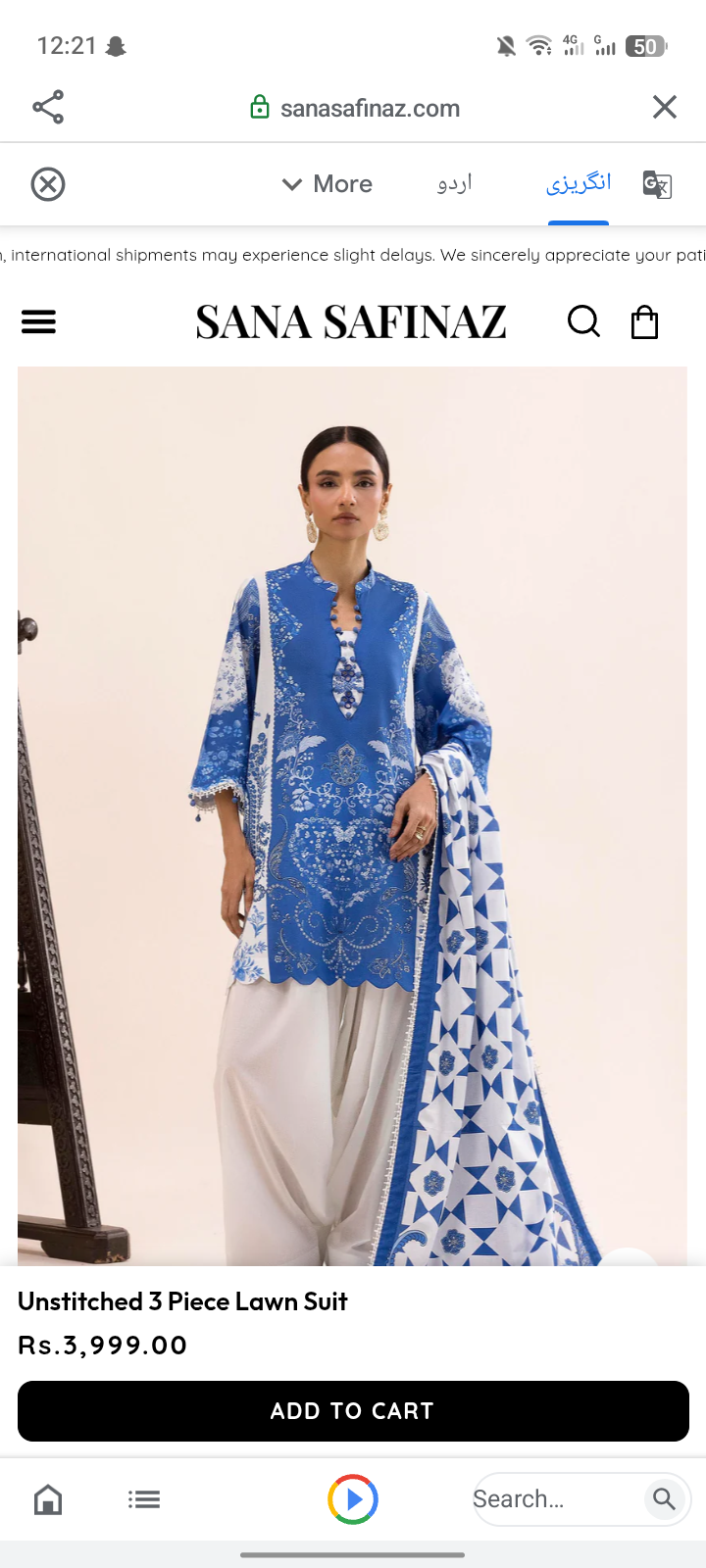 Royal Blue 3-Piece Lawn Suit